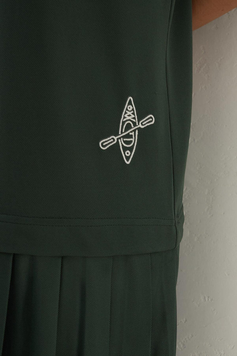 Setre Collar And Pleated Short Sleeve Dress Green