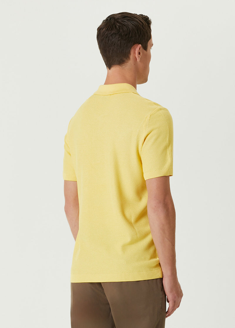 Beymen Club Men Polo Neck Textured Short Sleeve Knitwear Yellow