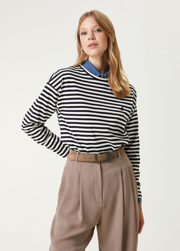 Beymen Club Striped Sweatshirt Ecru/Navy