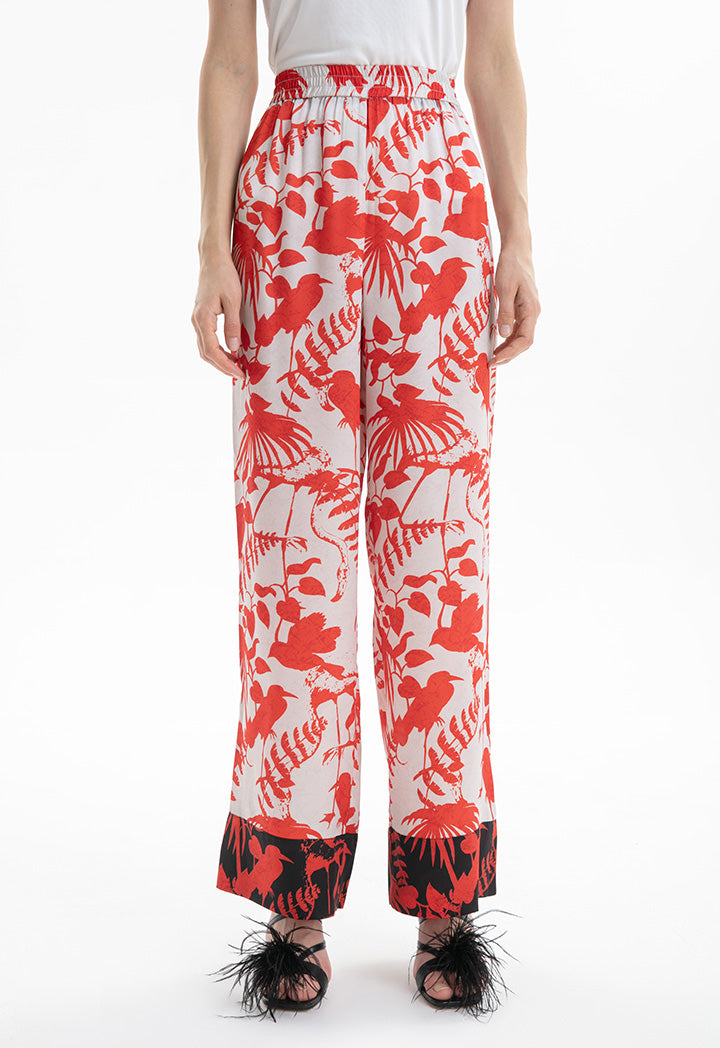 Choice Printed Contrast Wide Leg Trouser Print