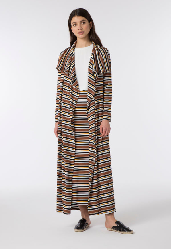 Choice Drape Collar Ribbed Outerwear Multicolor