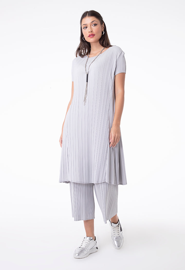 Choice Electric Pleated Casual Dress Grey