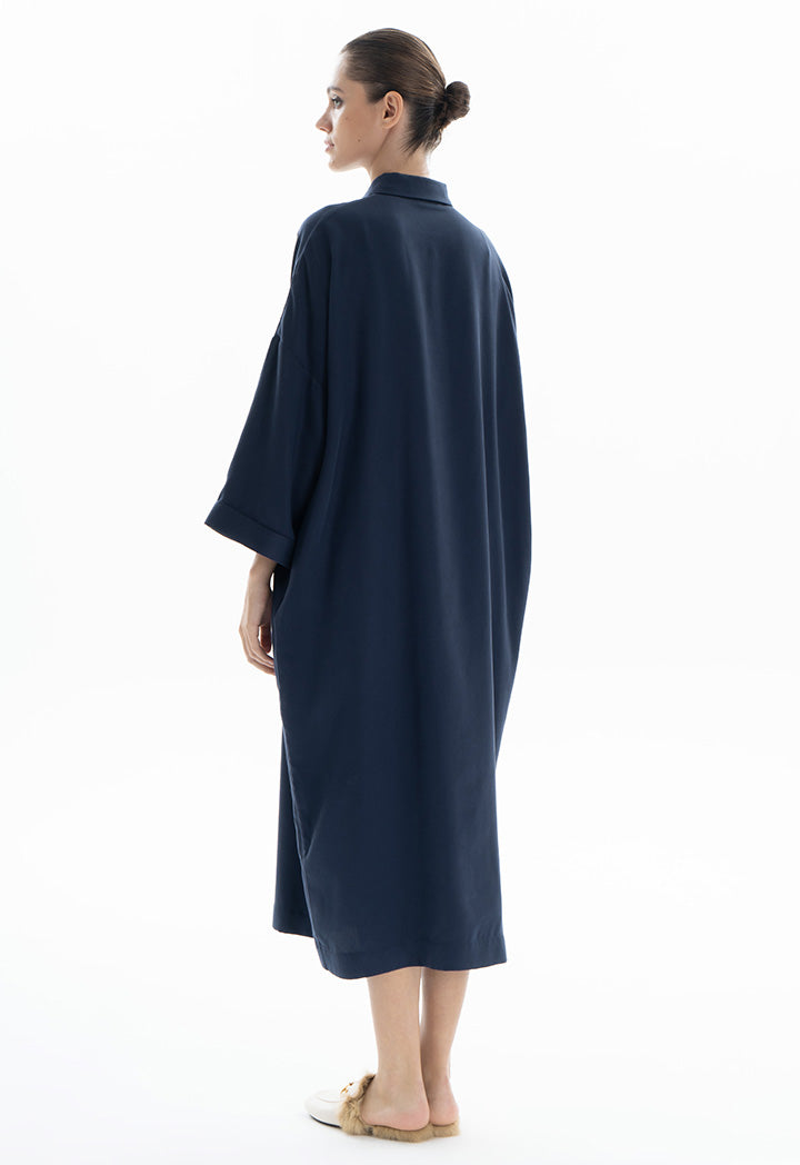 Choice Drop Shoulder Trendy Tone Dress Navy