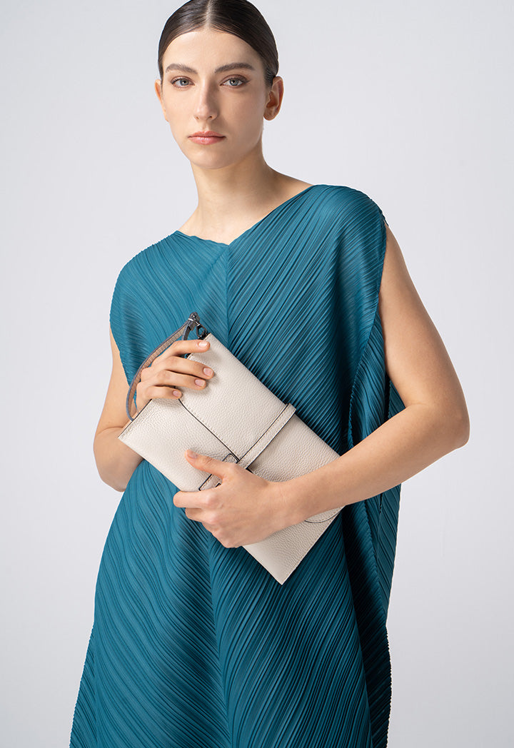 Choice Solid Sleeveless Pleated Asymmetrical Dress Teal