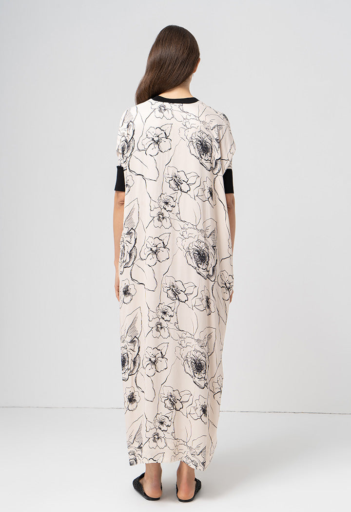 Choice Printed Oversized V-Neck Dress Print