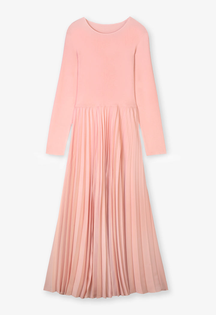 Choice Solid Pleated Maxi Dress Blush