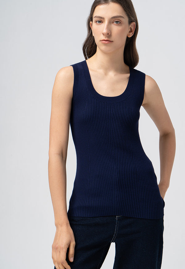 Choice Basic Ribbed Detail Knitwear Navy