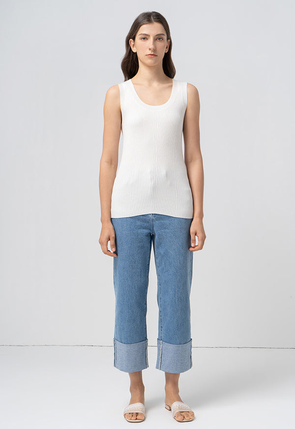 Choice Basic Ribbed Detail Knitwear Offwhite