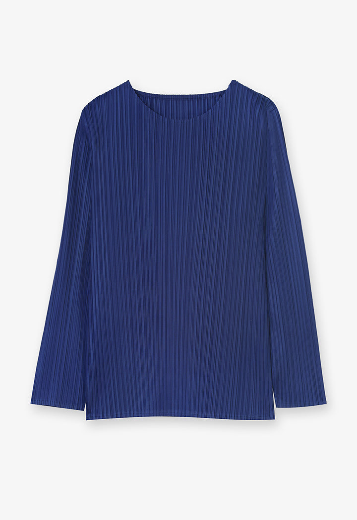 Choice Allover Pleated Top Navy