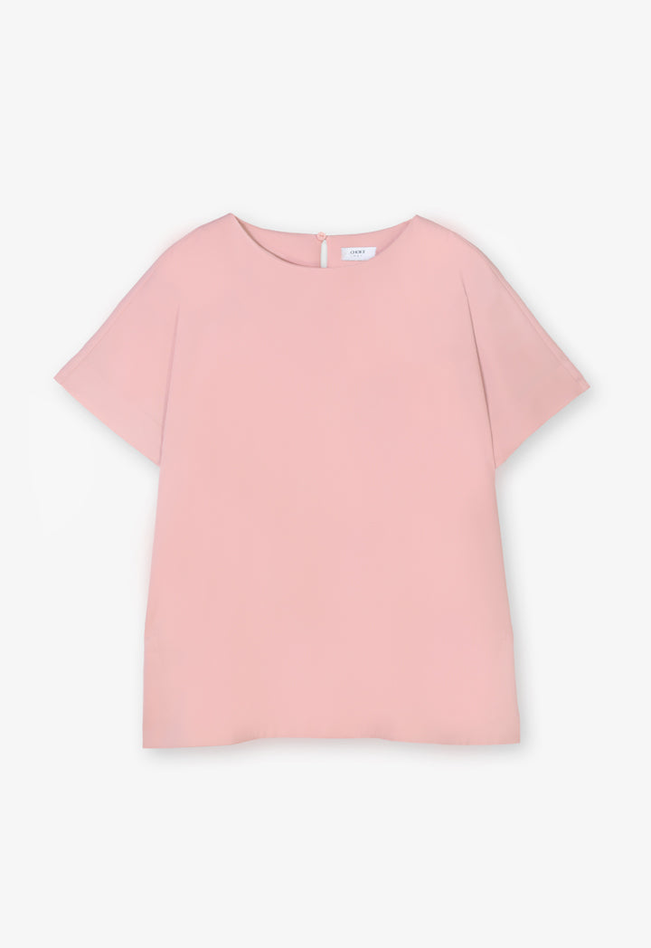 Choice Solid Continuous Short Sleeves Blouse Blush