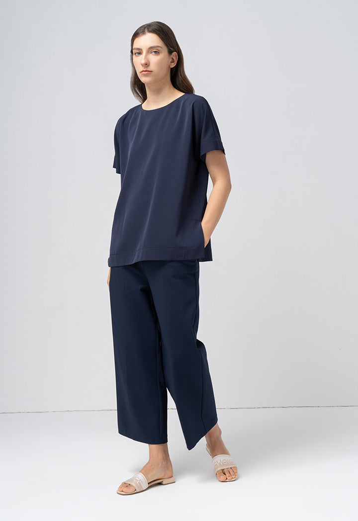 Choice Single Tone Wide Legs Trouser Navy