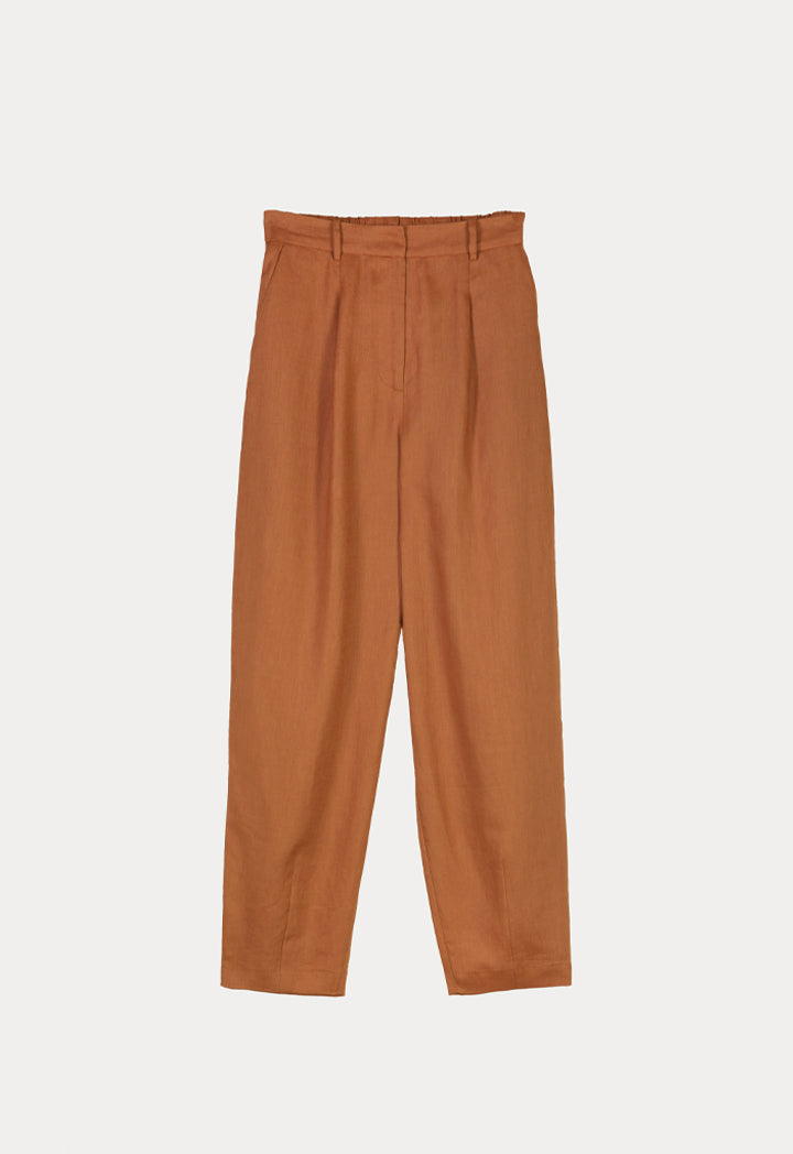 Choice Solid Wide Pants With Elasticated Waist Caramel