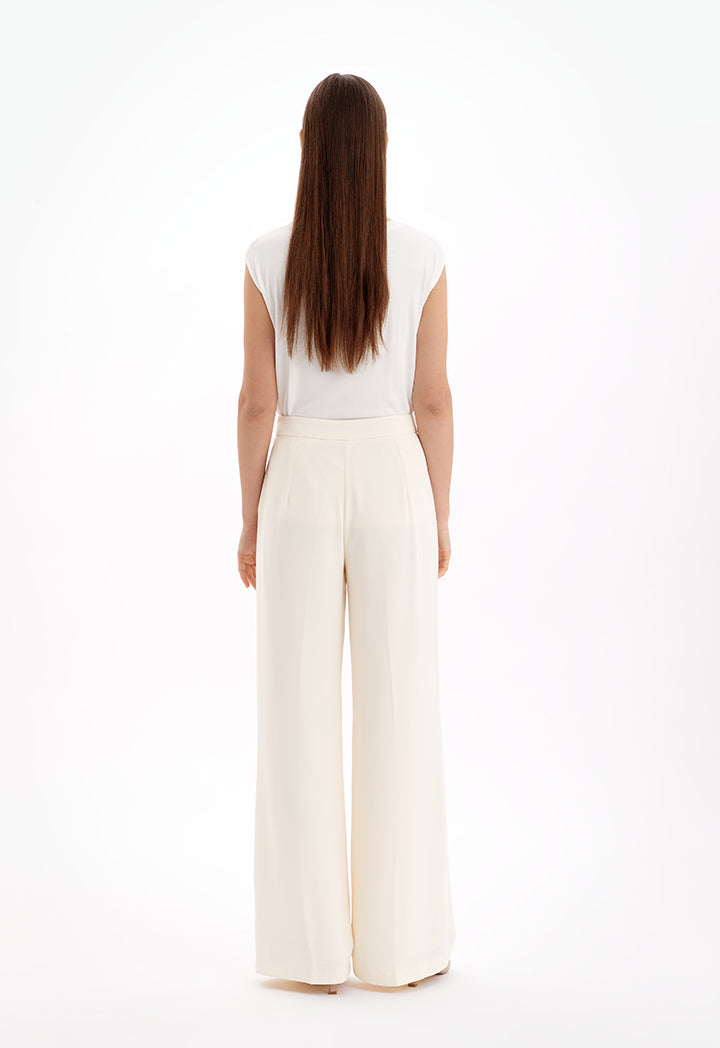 Choice Solid Wide Leg Pants Cream