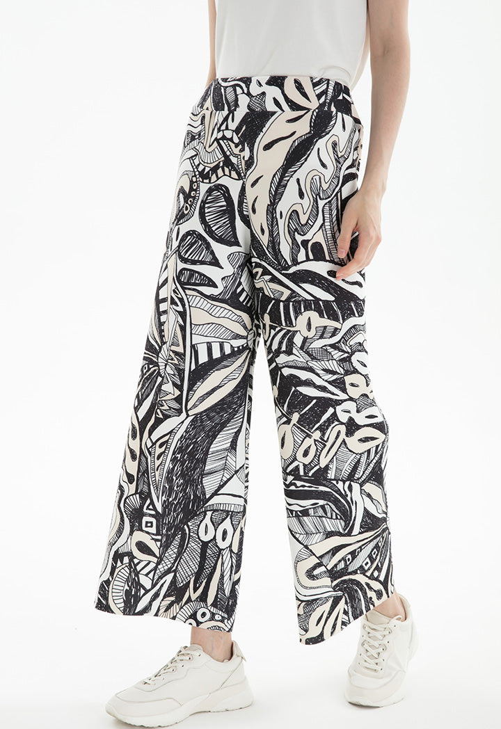 Choice Hand Sketch Printed Neoprene Culottes Print