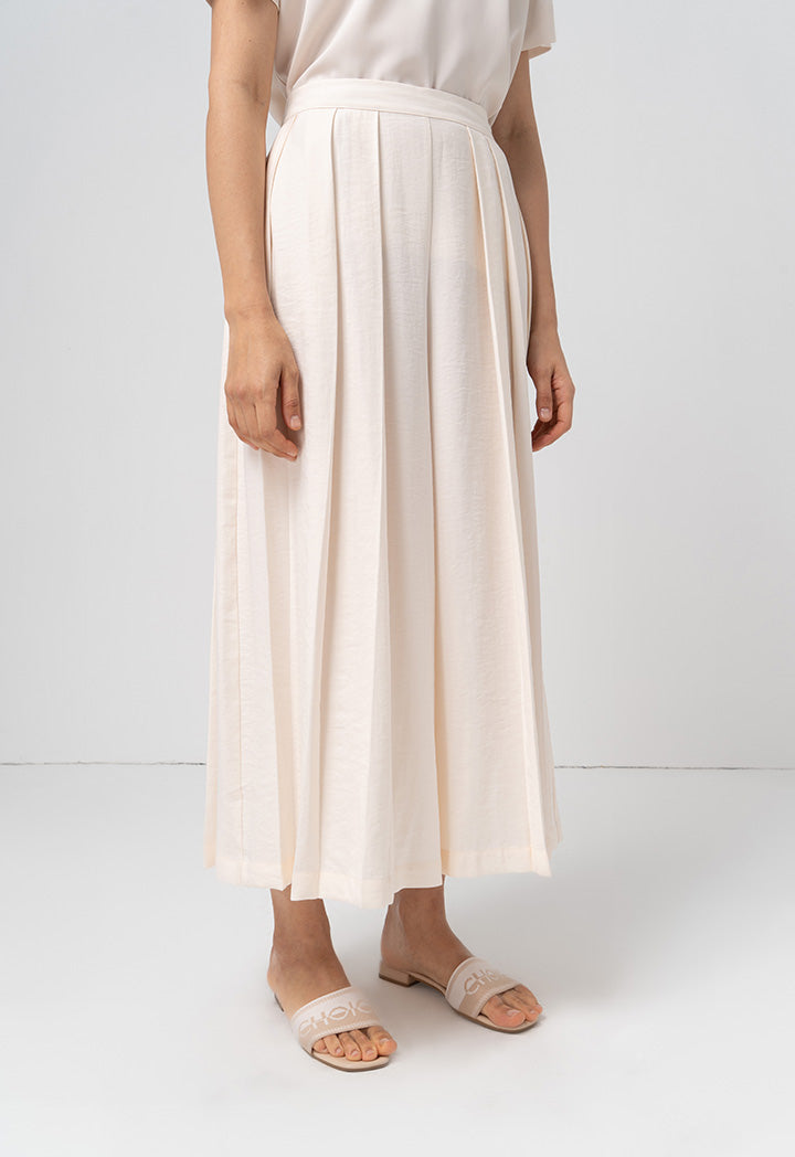 Choice Box Pleated Wide Leg Trouser Sand