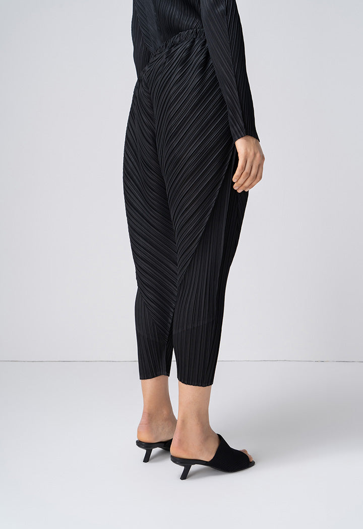 Choice Solid Pleated Trousers Black