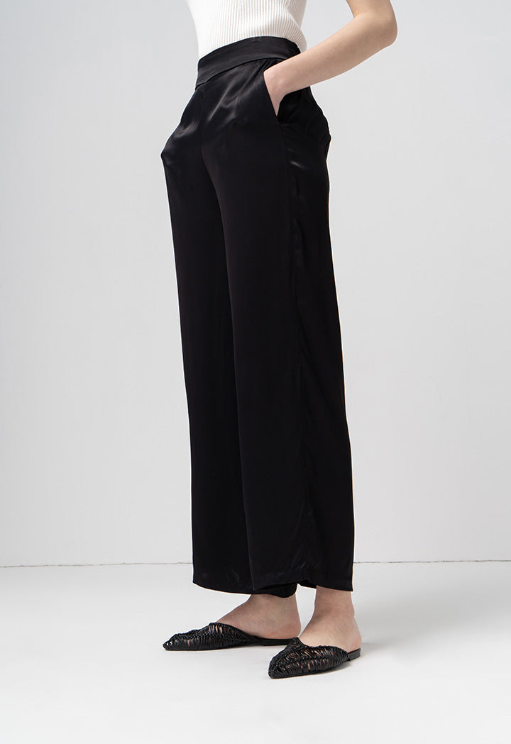 Choice Wide Leg High Waist Trouser Black