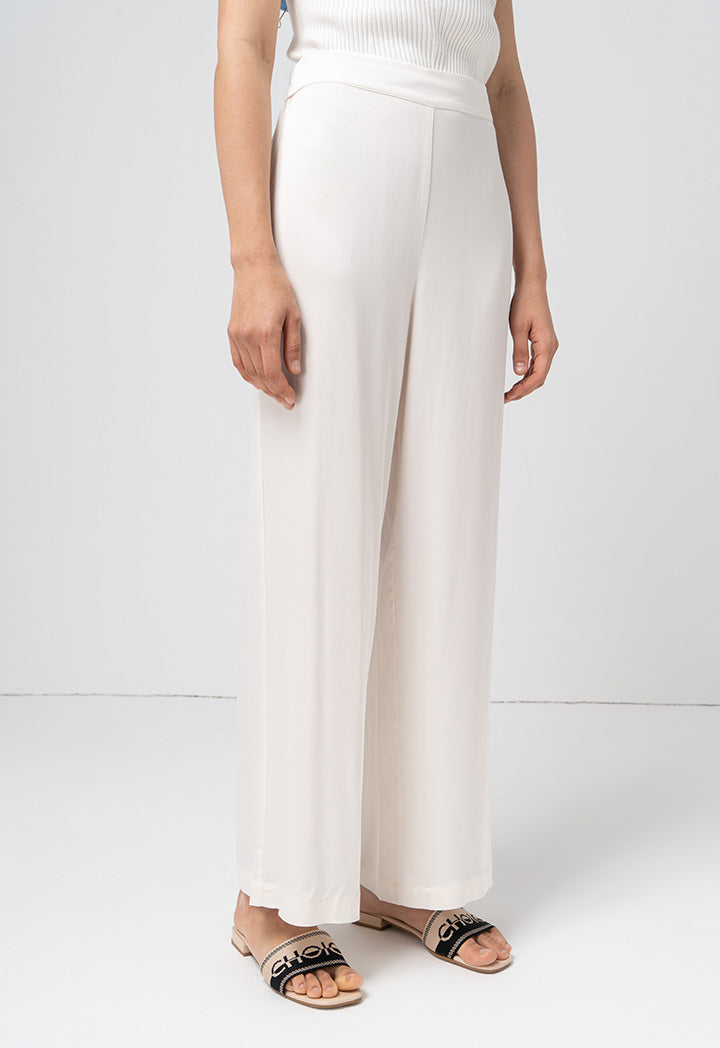 Choice Soft High-Waist Straight Wide Legs Trouser Cream