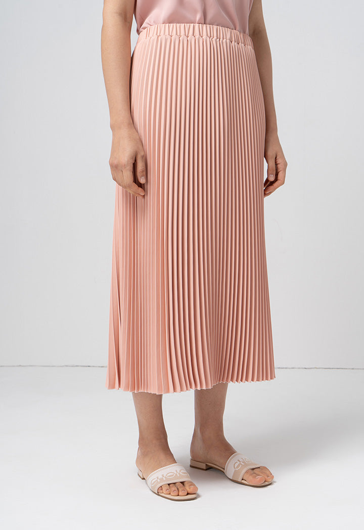 Choice Single Tone Pleated Accordion Skirt Blush