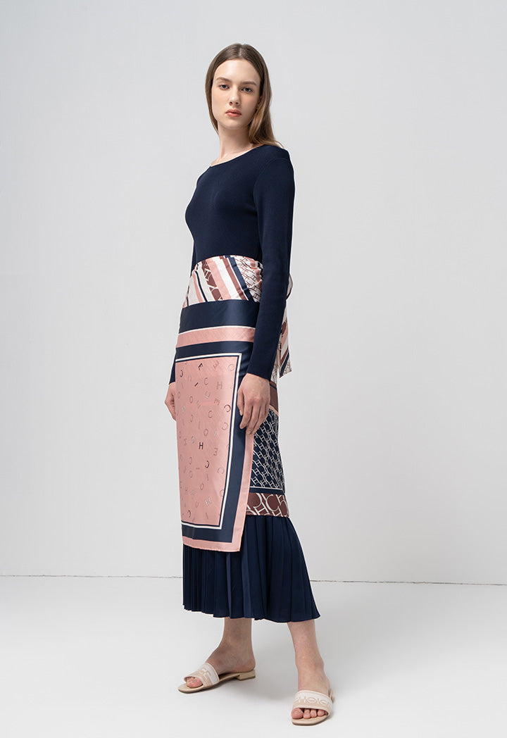 Choice Printed Monogram Wrap Flared Maxi Skirt Print