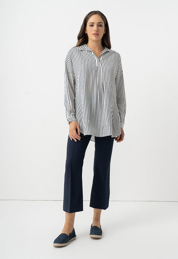 Choice Striped Drop Shoulder Shirt Navy