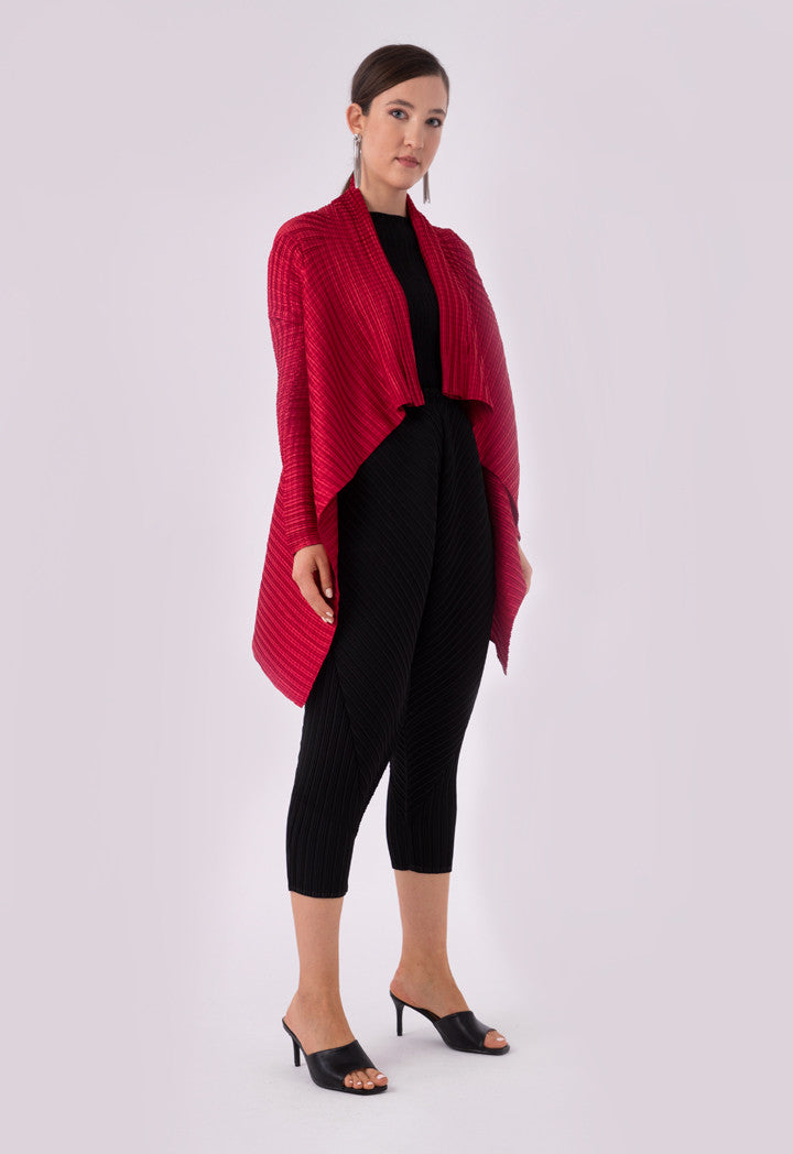 Choice Electric Pleated Waterfall Cardigan Red