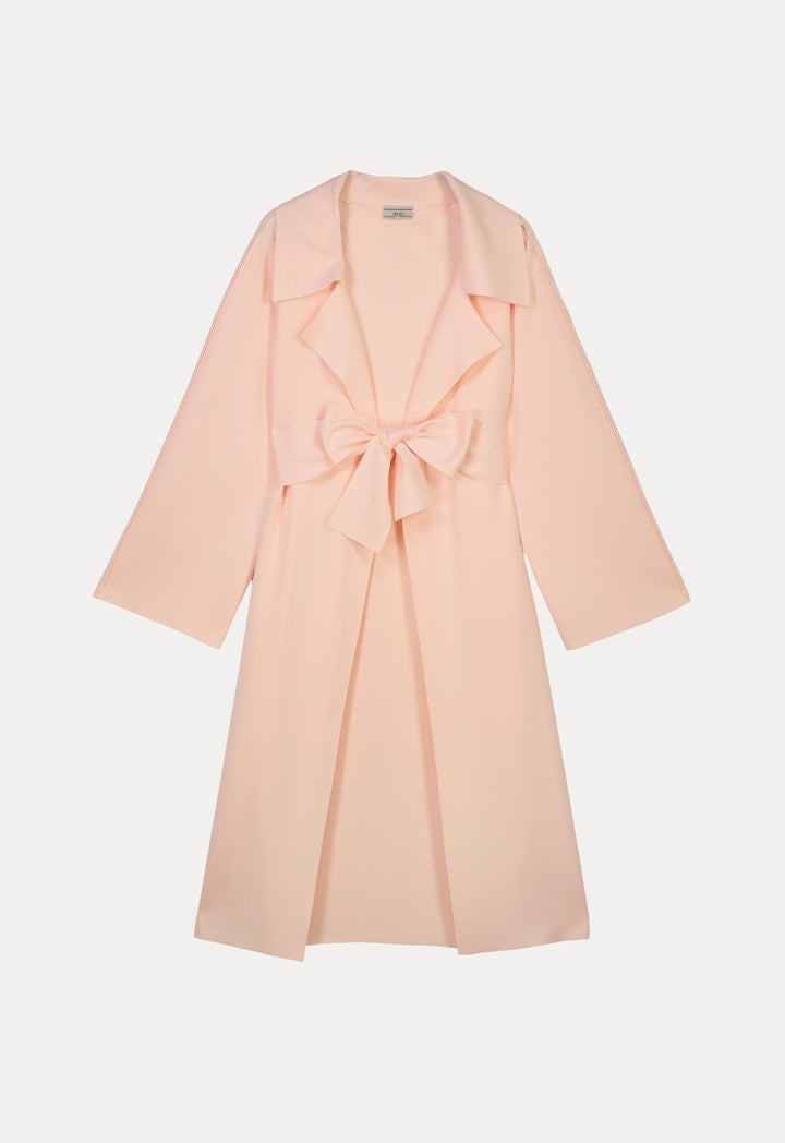 Choice Draped Lapel Open Front Exposed Seam Outerwear Blush