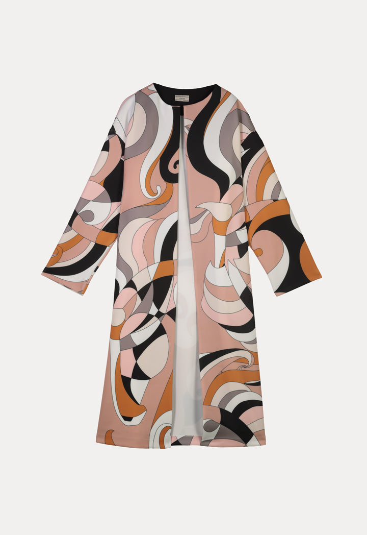 Choice Open Front Printed Neoprene Outerwear Multi Color