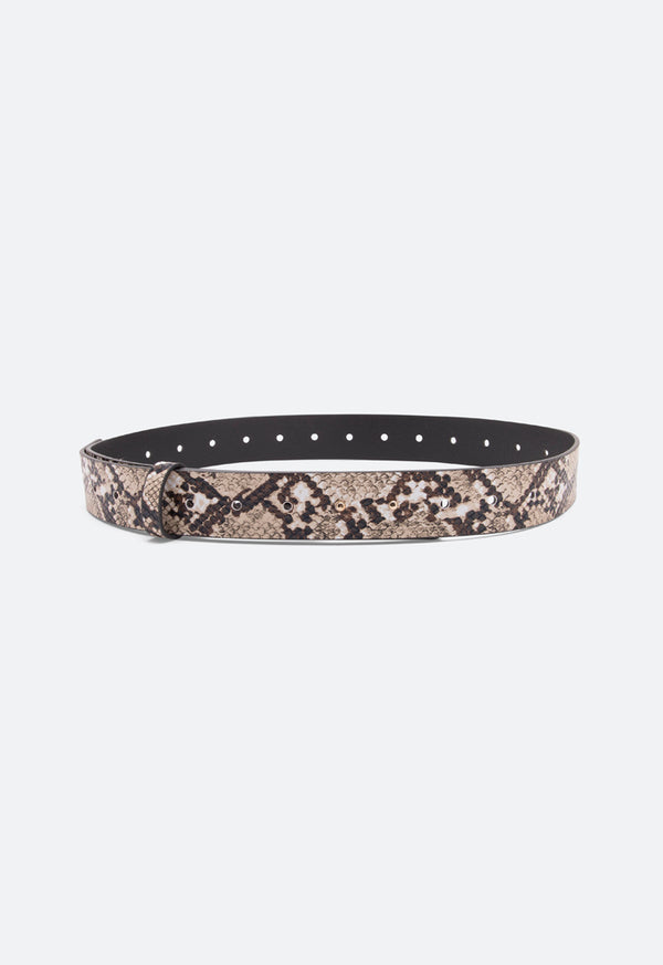 Choice Plain Buckle Less Belt Snake Print - Wardrobe Fashion