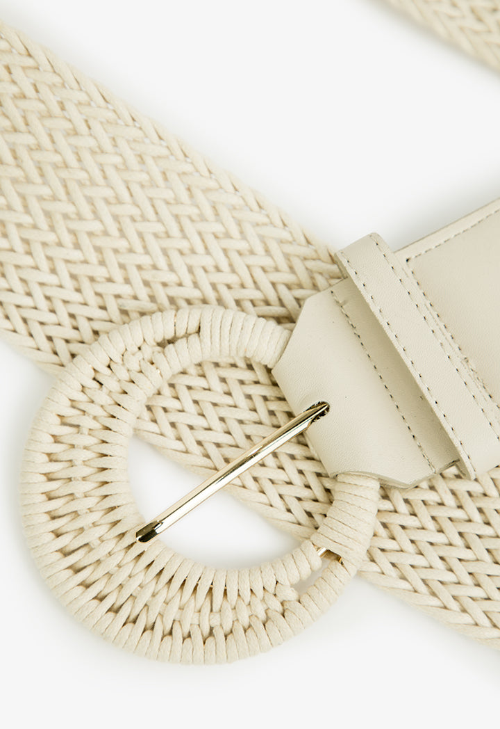 Choice Braided Belt With Buckle Detail Light Beige