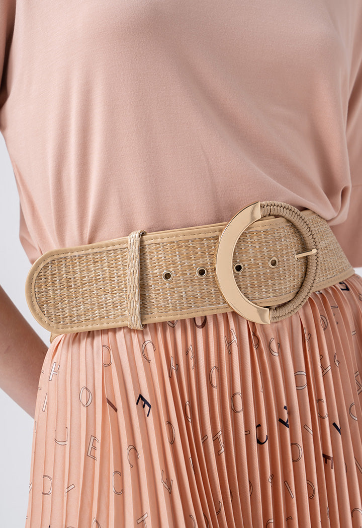 Choice Braided Belt With Buckle Detail Beige