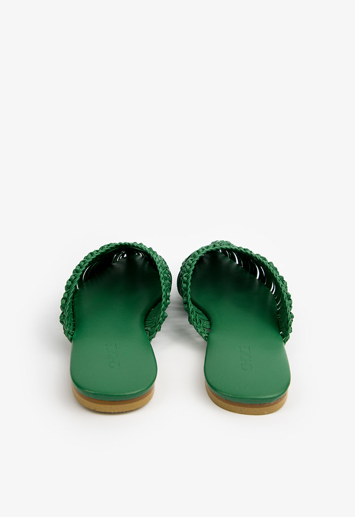 Choice Braided Flat Mules Green