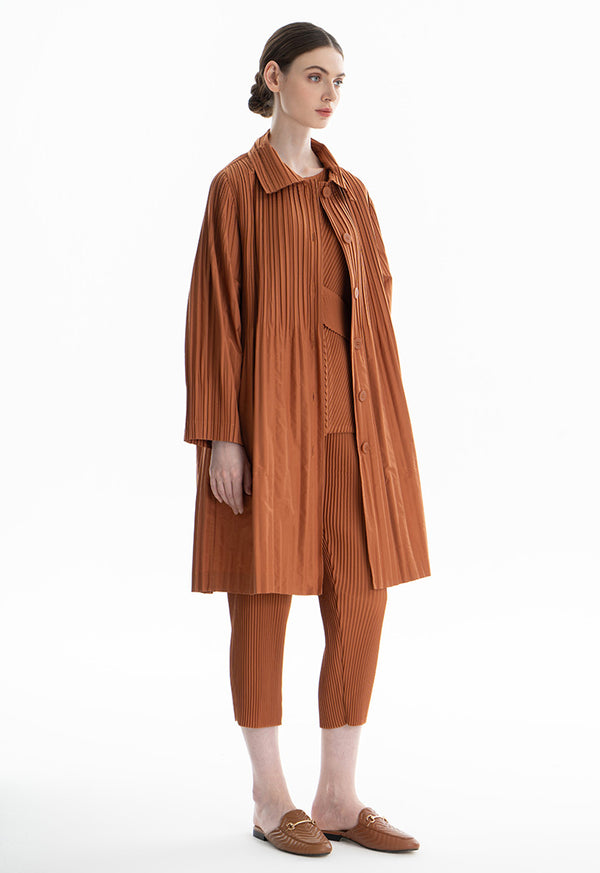 Choice Pleated Shirt Dress Brick