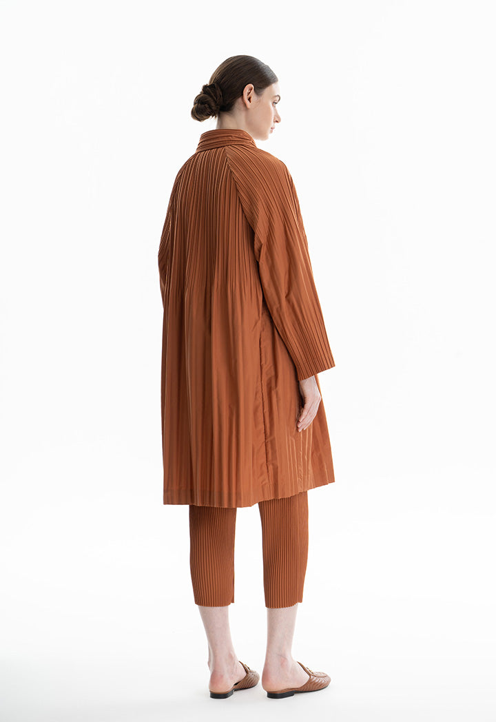 Choice Pleated Shirt Dress Brick