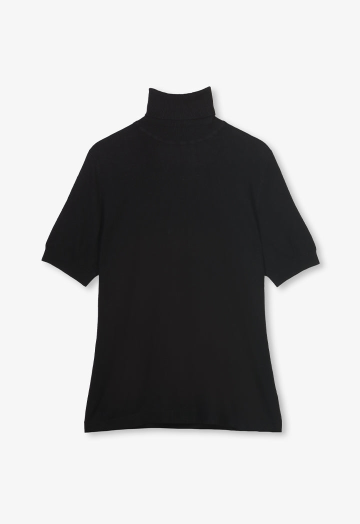 Choice Basic Short Sleeves Knitted T-Shirt Black