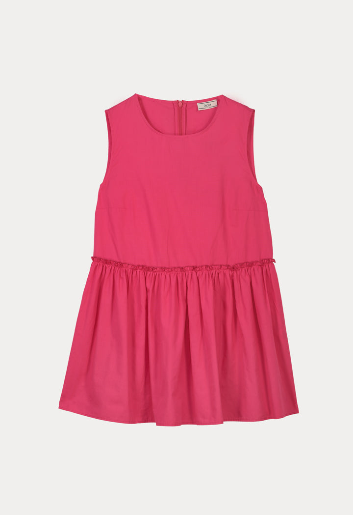 Choice Sleeveless Solid Gathered Top Fushia