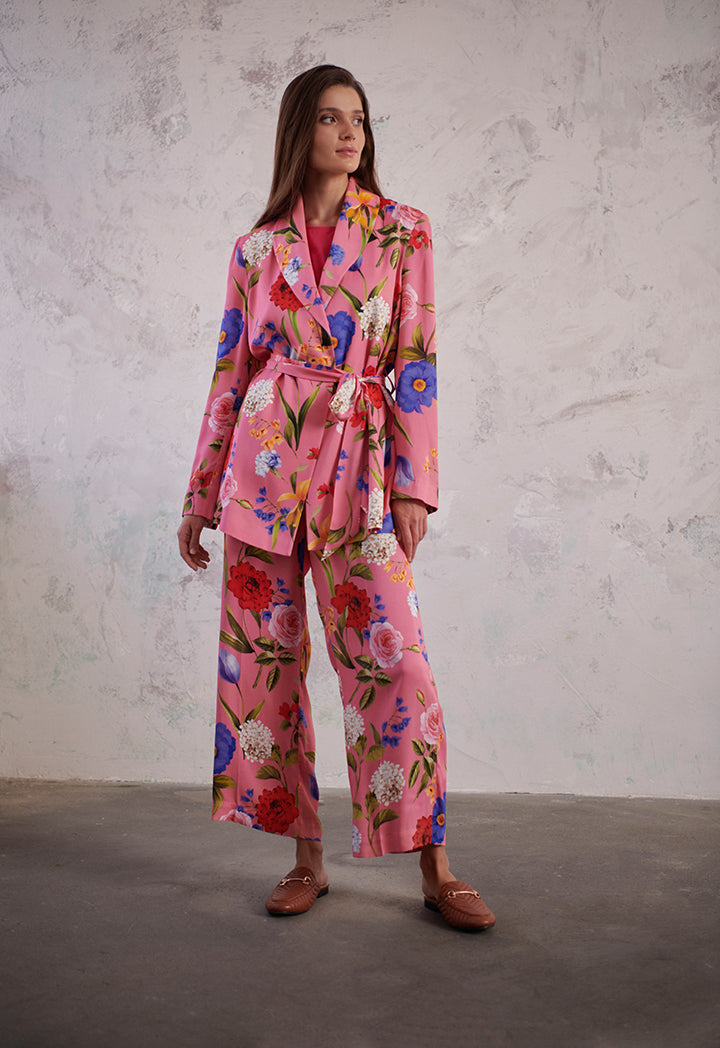 Choice Flower & Leaf Printed Pants Multicolor