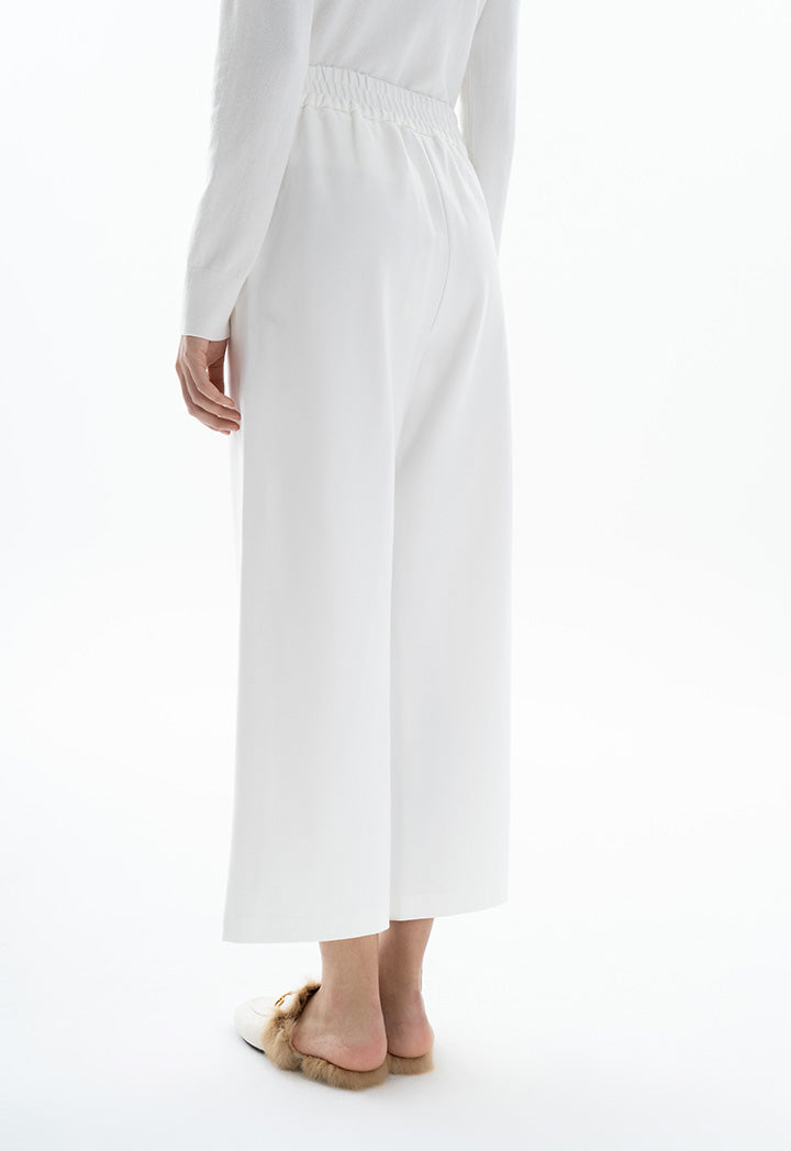 Choice Buttoned Pleated Culottes Off White