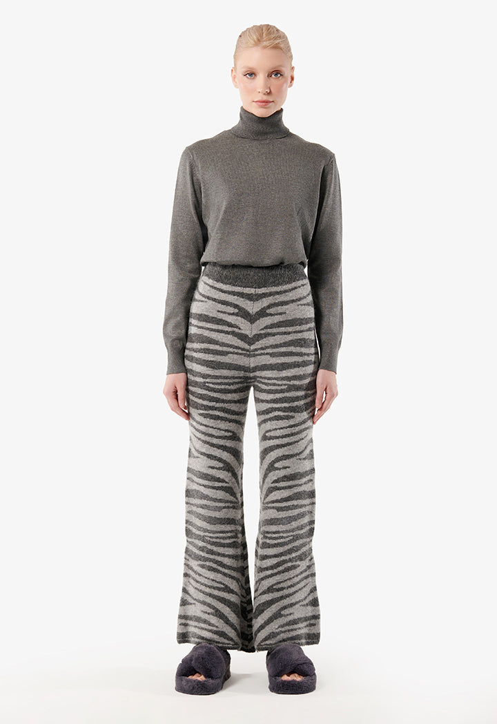 Choice Zebra Print Trousers Grey