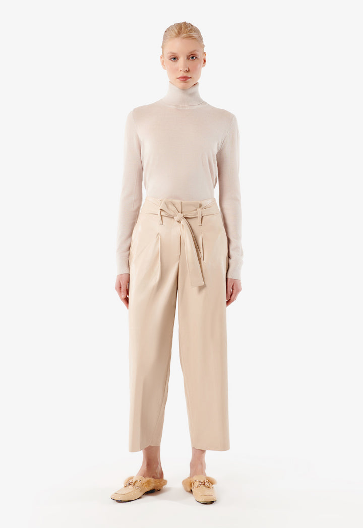 Choice Leather-Look Trousers Sand