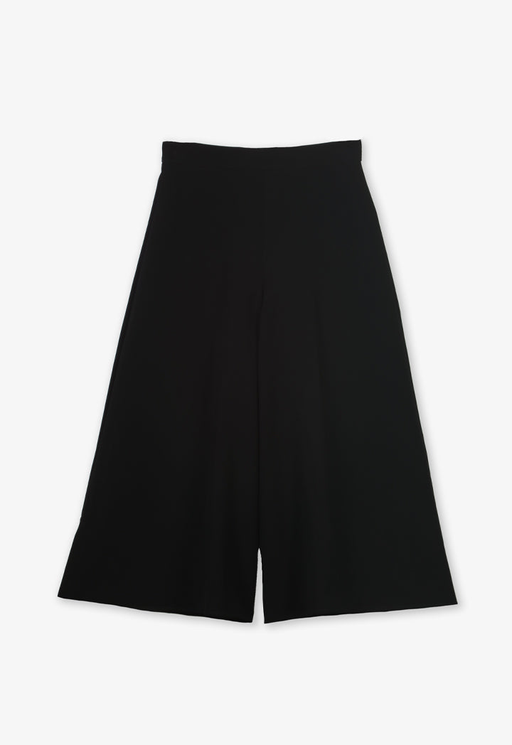 Choice Solid Wide Legs Culottes Black