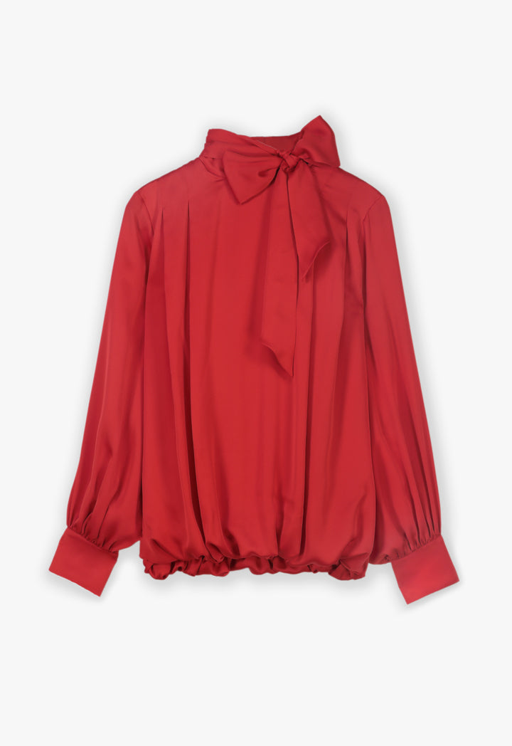 Choice Solid Collar Detail Blouse Red