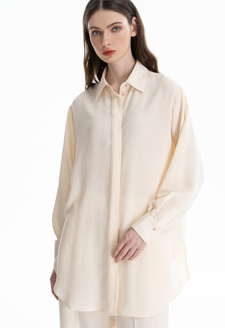 Choice Single Tone Classic Blouse Sand