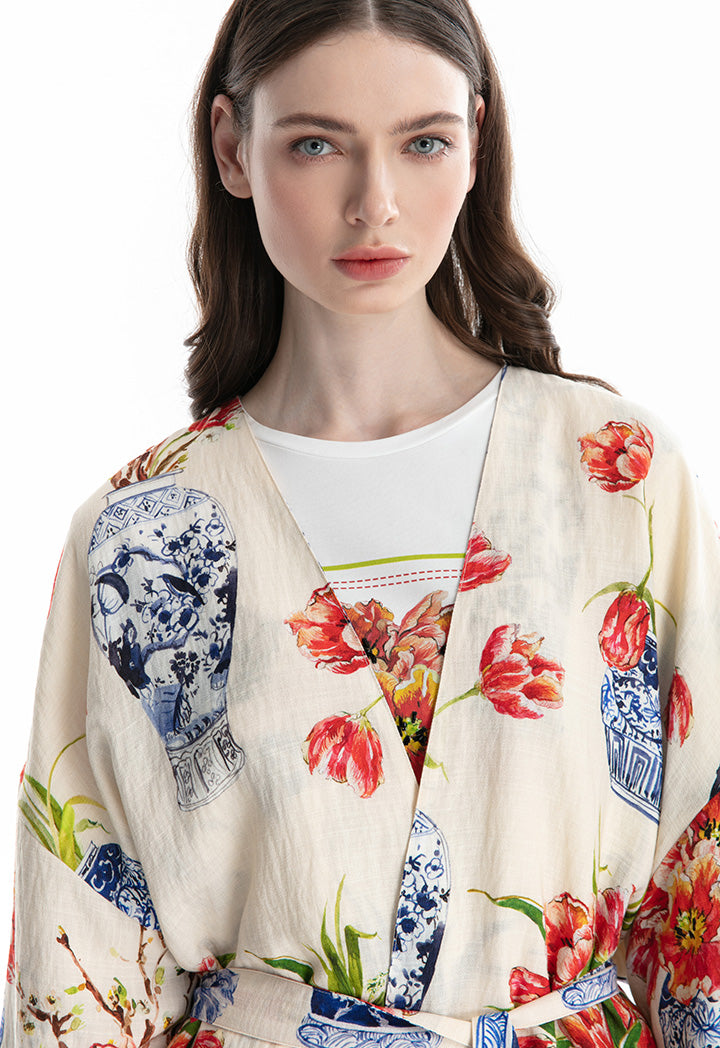 Choice Floral Printed Loose Cardigan Multicolor