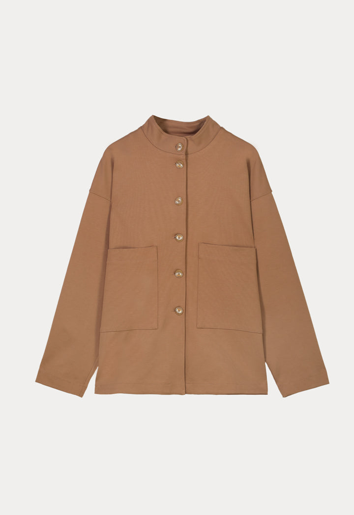 Choice Straight Fit Jacket With Pockets Camel