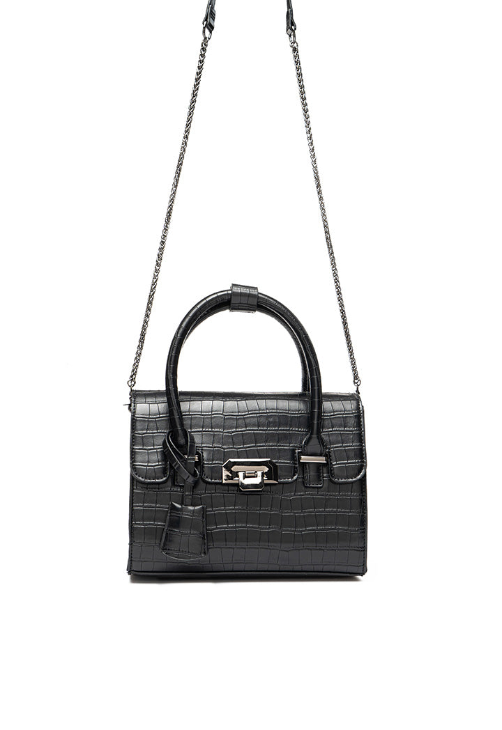 Choice Box Bag With Handle & Chain Black