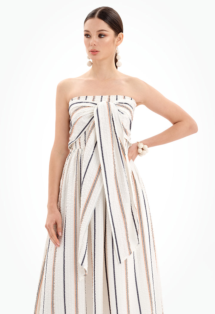 Choice Sleeveless Halter Neck Striped Midi Dress-Ramadan Style Multicolor