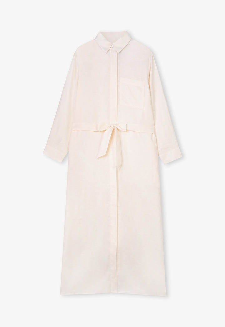 Choice Solid Maxi Shirt Dress Cream