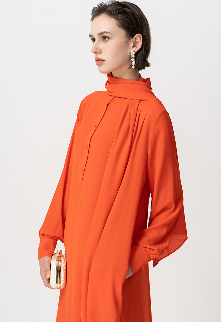 Choice Mandarin Collar Maxi Dress Orange