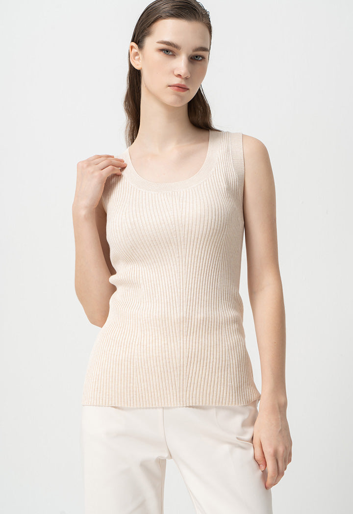 Choice Sleeveless Ribbed Knitwear Cream